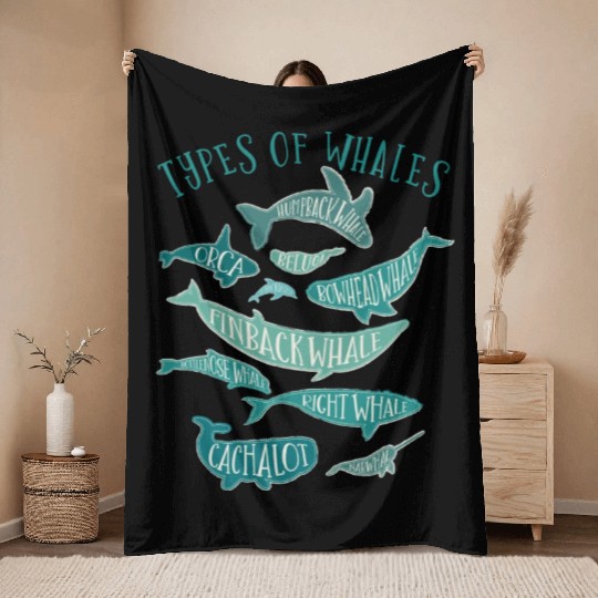 Vintage Whale Lover Design Throw Blankets