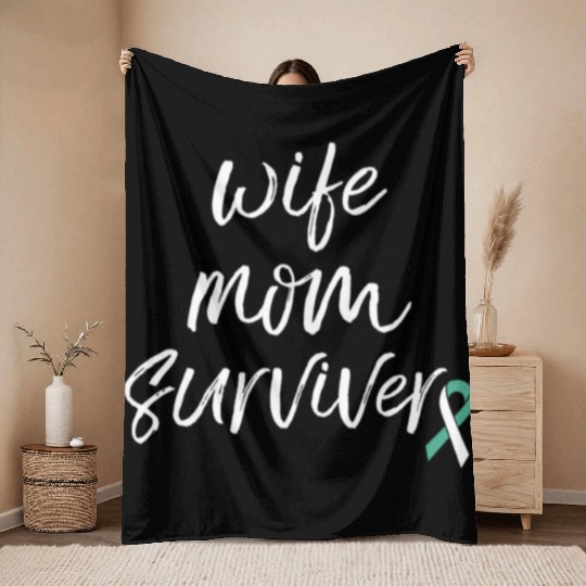 Cervical Cancer Awareness Products Ribbon Survivor Throw Blankets