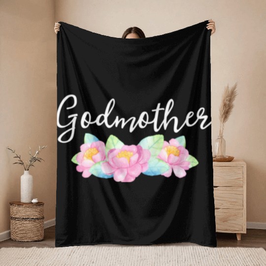 Godmother Floral Aunt Gender Reveal Announcet Throw Blankets