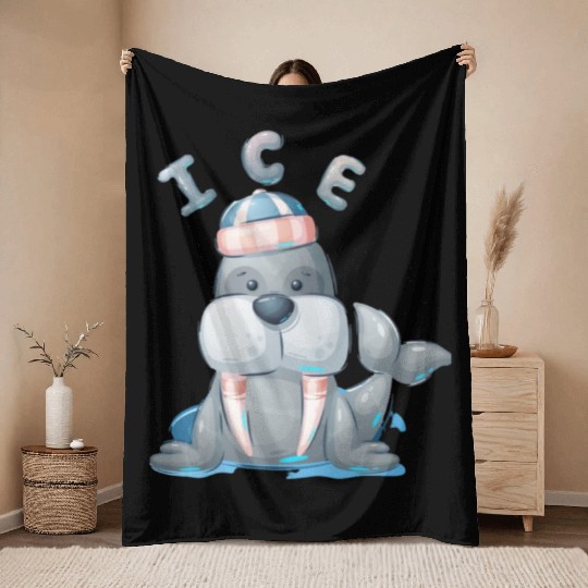 Snow seal Throw Blankets