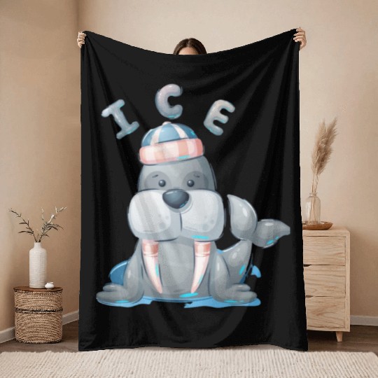 Snow seal Throw Blankets