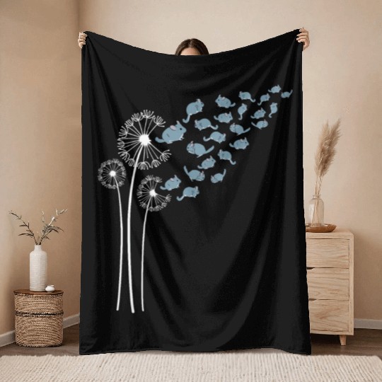 Chinchilla Dandelion Flower For Dandelions Lover Throw Blankets