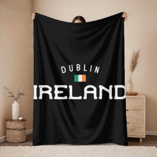 Dublin Ireland With Distressed Irish Throw Blankets