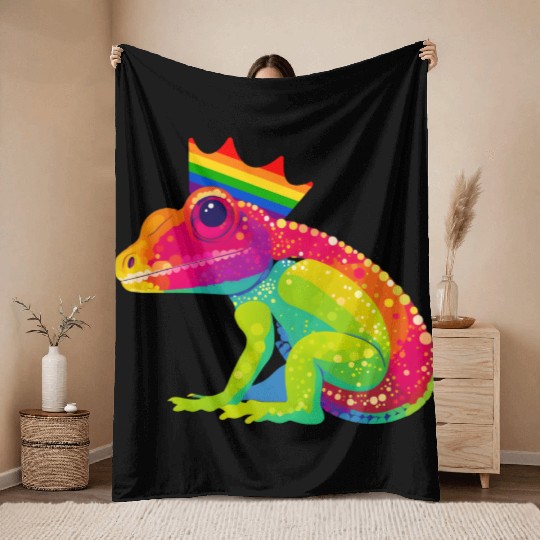 Gay Pride Gecko Throw Blankets