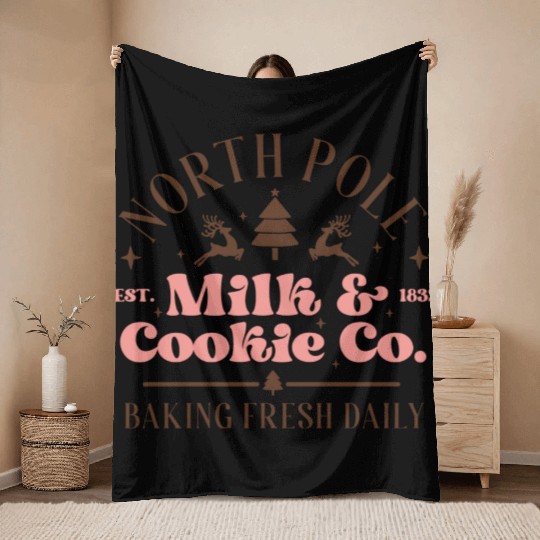 North Pole Milk Cookie Co tumblr green Throw Blankets
