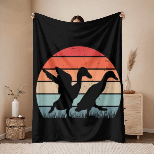 Indian Runner Duck Retro Bottle Vintage Throw Blankets