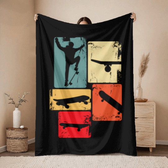 Skater Skateboarder Skateboard For Youth Throw Blankets