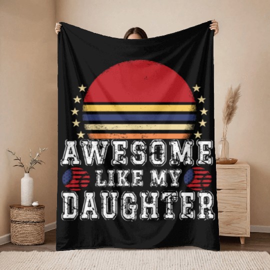 Retro Sunset Icon for Daughter Throw Blankets