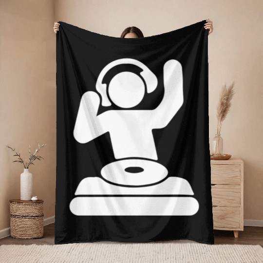 Dj Turntable Dj Vinyl Music Mixer Throw Blankets