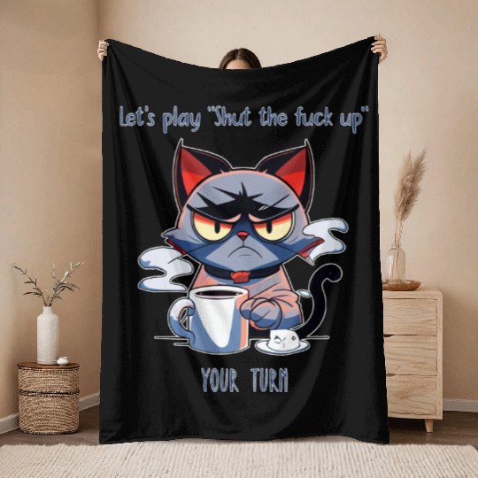 Grumpy cat shut up Throw Blankets