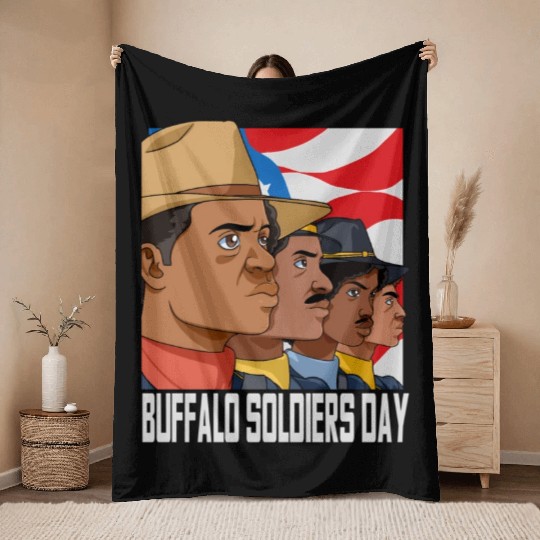 National Buffalo Soldiers Day July 28Th Patriotic Throw Blankets