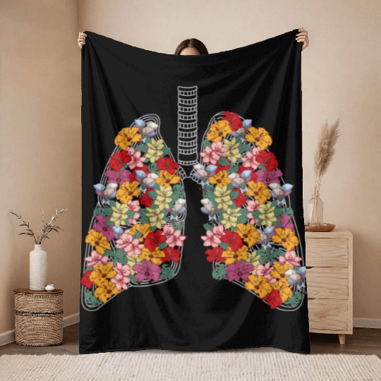 Anatomical Lungs Flowers Medical Science Anatomy T Throw Blankets