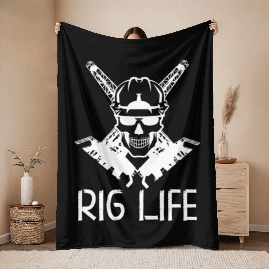 Oilfield Wife Roughneck Oil Drilling Frac crew Throw Blankets