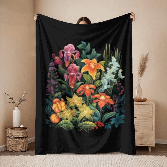 Orchids Flowers Garden Blossom Orchid Lover Throw Blankets