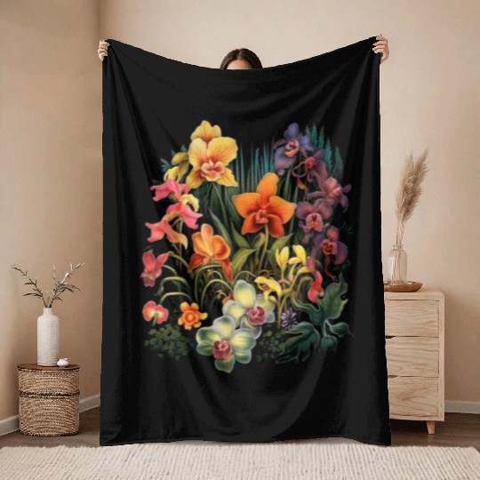 Orchids Flowers Garden Blossom Orchid Lover Throw Blankets
