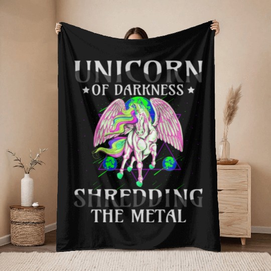 Goth Rock Satan Girl Woman Festivals Death Metal Throw Blankets