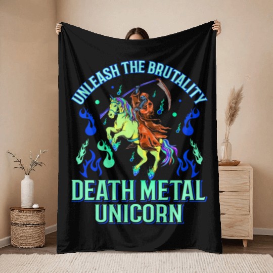Goth Rock Satan Girl Woman Festivals Death Metal Throw Blankets