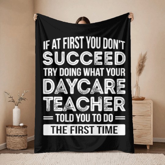 Daycare Teacher T Funny Appreciation Throw Blankets