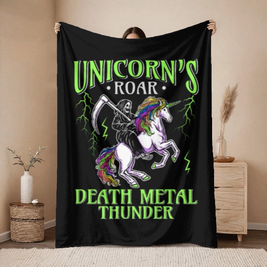 Goth Rock Satan Girl Woman Festivals Death Metal Throw Blankets