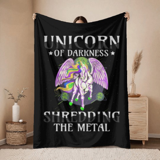 Goth Rock Satan Girl Woman Festivals Death Metal Throw Blankets