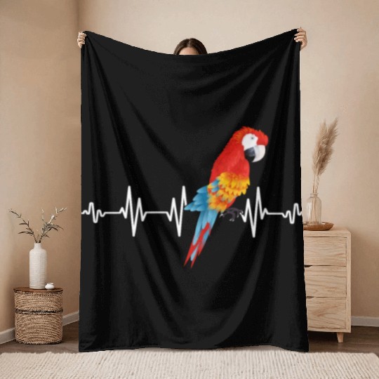 Macaw Heart Beat Parrot lover Macaws Parrots Throw Blankets