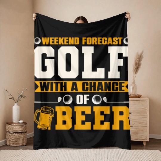 Golf With A Chance Of Beer Throw Blankets