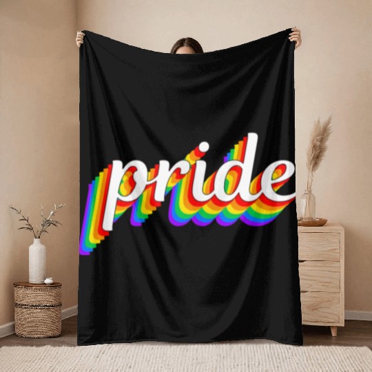 Happy Pride Rainbow Multi Color Gay Lesbian Lgbtq Throw Blankets