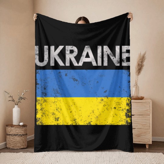 Ukraine Ukrainian Flag Pride Throw Blankets