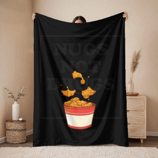 Nugs Not Drugs Chicken Farmer Nuggets Foodie Throw Blankets