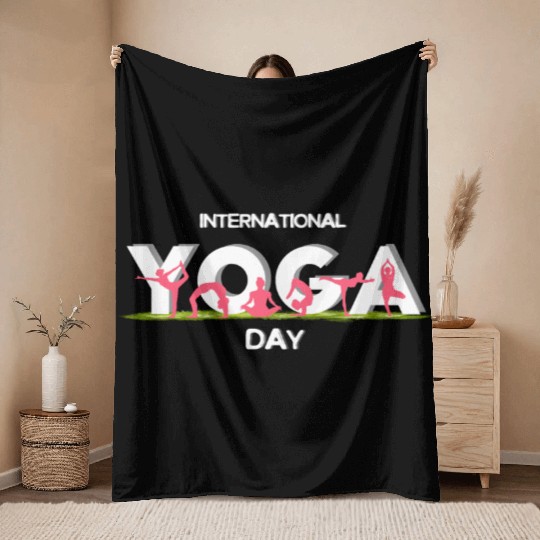 International yoga day Throw Blankets