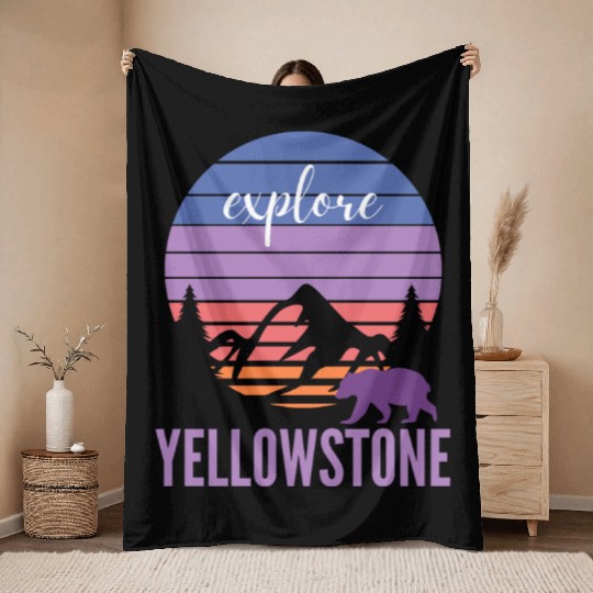 Cute Pink and Purple YStone Mountain Sunset Throw Blankets