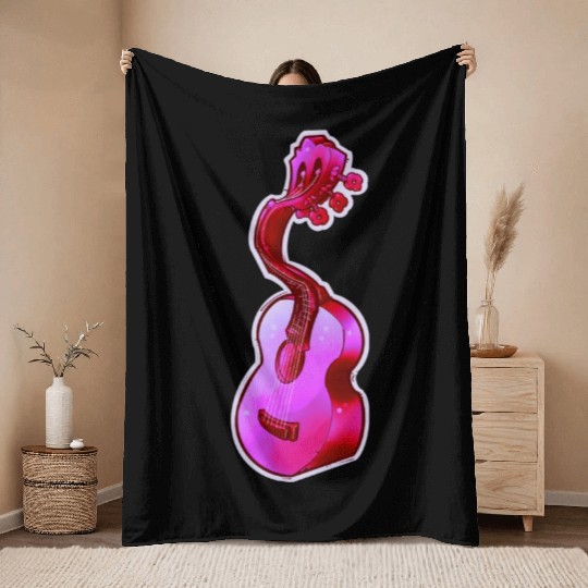 Psychedelic Pink Acoustic Guitar Throw Blankets