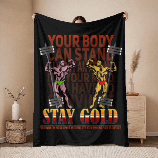 Gym Stay Gold Throw Blankets