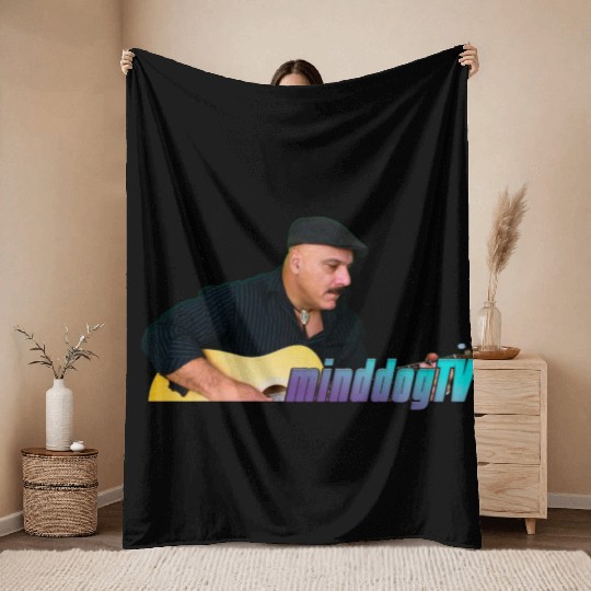 Minddog Guitar Player Throw Blankets