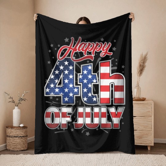 Proudly United: Happy 4th Of July! Throw Blankets