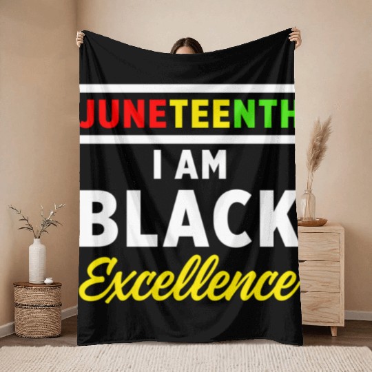 Juneteenth Excellence Black African American Flag Throw Blankets