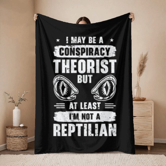 Lizard Reptilian Agenda Conspiracy Theory Throw Blankets
