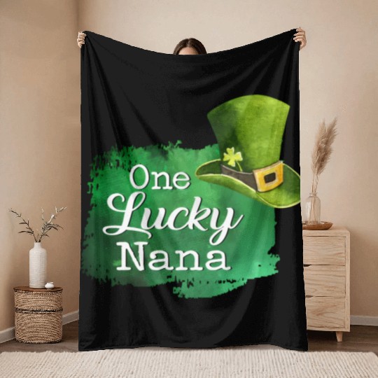 One Lucky Nana Patrick's Day Mother Day For Mom Throw Blankets