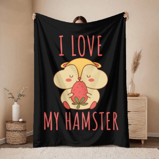 I Love My Hamster Throw Blankets
