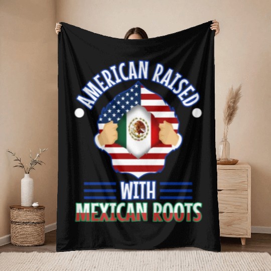 American raised with Mexican roots Throw Blankets