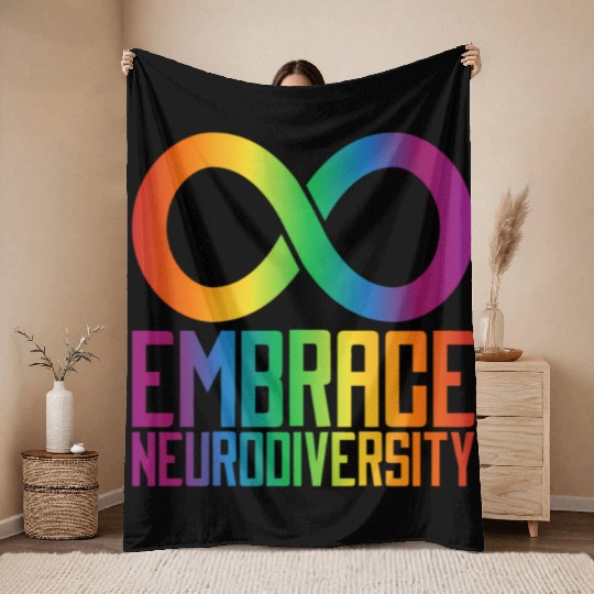 Autism Infinity Symbol Embrace Neurodiversity Throw Blankets