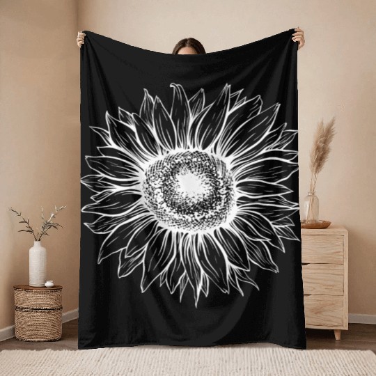 The summer sunflower. Throw Blankets