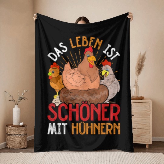 Life is more beautiful with chickens funny chicken Throw Blankets