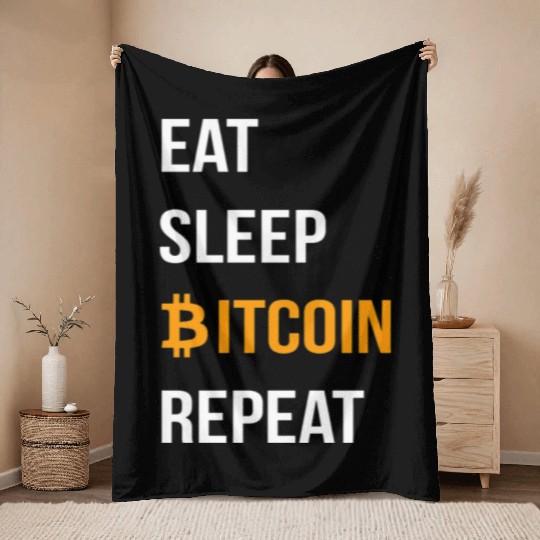 EAT SLEEP BITCOIN REPEAT- Bitcoin Crypto Throw Blankets