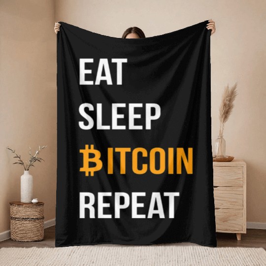 EAT SLEEP BITCOIN REPEAT- Bitcoin Crypto Throw Blankets