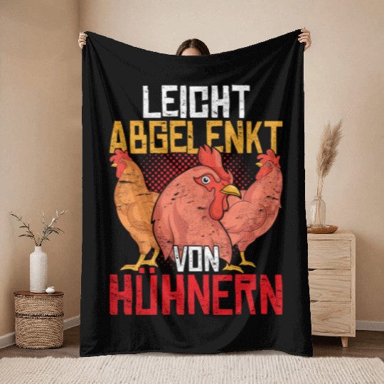 Easily distracted by chickens gift animal chicken Throw Blankets