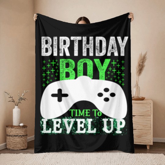 GAmer, birthday boy, time to level up Throw Blankets