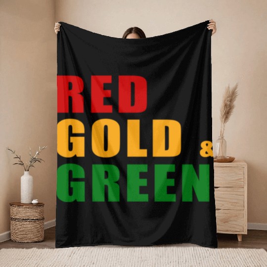 Red, Gold & Green Throw Blankets