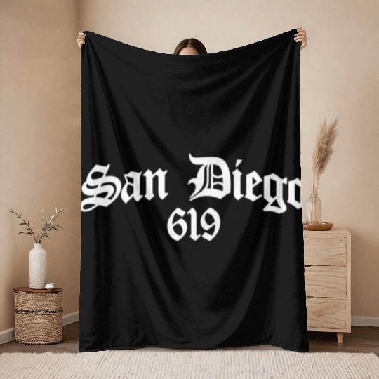 San Diego 619 Chicano Latino Style Area Code Throw Blankets