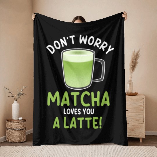 Funny Matcha Latte Pun Throw Blankets